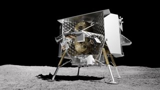 A rendering of the Peregrine spacecraft on the lunar surface.
