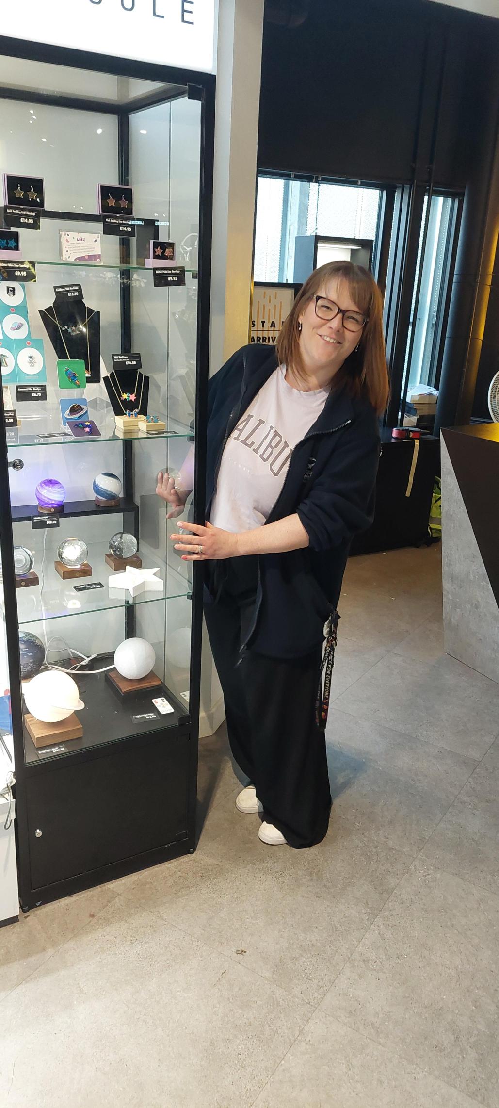 Katie in front of Lamps