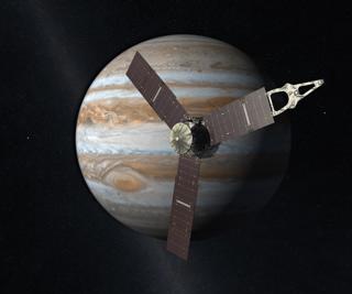 Artist's Impression of the Juno Spacecraft in Orbit Around Jupiter