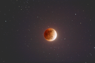 Artist's enhancement of a full lunar eclipsed Moon. 
