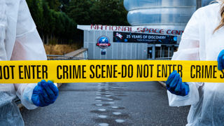 Crime Scene - Do Not Enter Tape in Front of National Space Centre Entrance