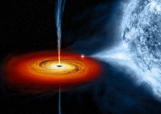 An artist's impression of a pulsar syphoning material from a companion star.