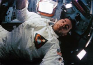 Bill Anders, lunar module pilot, is shown during intravehicular activity on the Apollo 8 lunar orbit mission