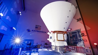 SPHEREx spacecraft at Astrotech Corporation Facility at Vandenberg Space Force Base.