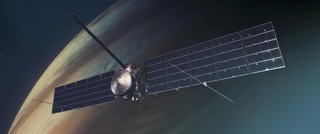 Artist's depiction of Europa Clipper orbiting Jupiter.