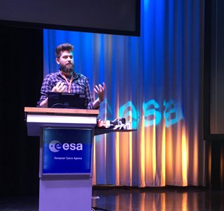 Henrik talking at the European Space Research and Technology Centre (ESTEC).