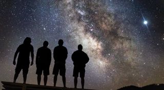 Group of people stargazing.