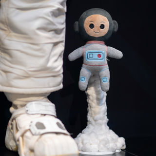 Ziggy toy in the spacesuit display in the Welcome Hall