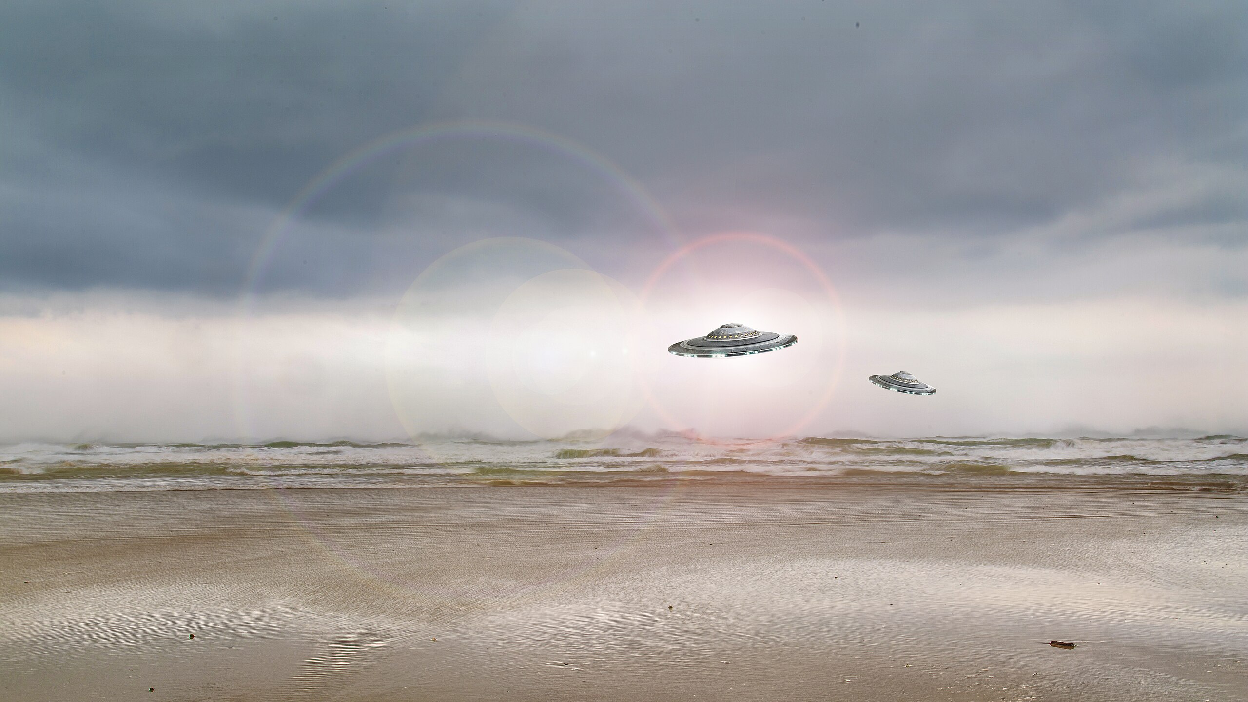 An artist's impression of two UFOs
