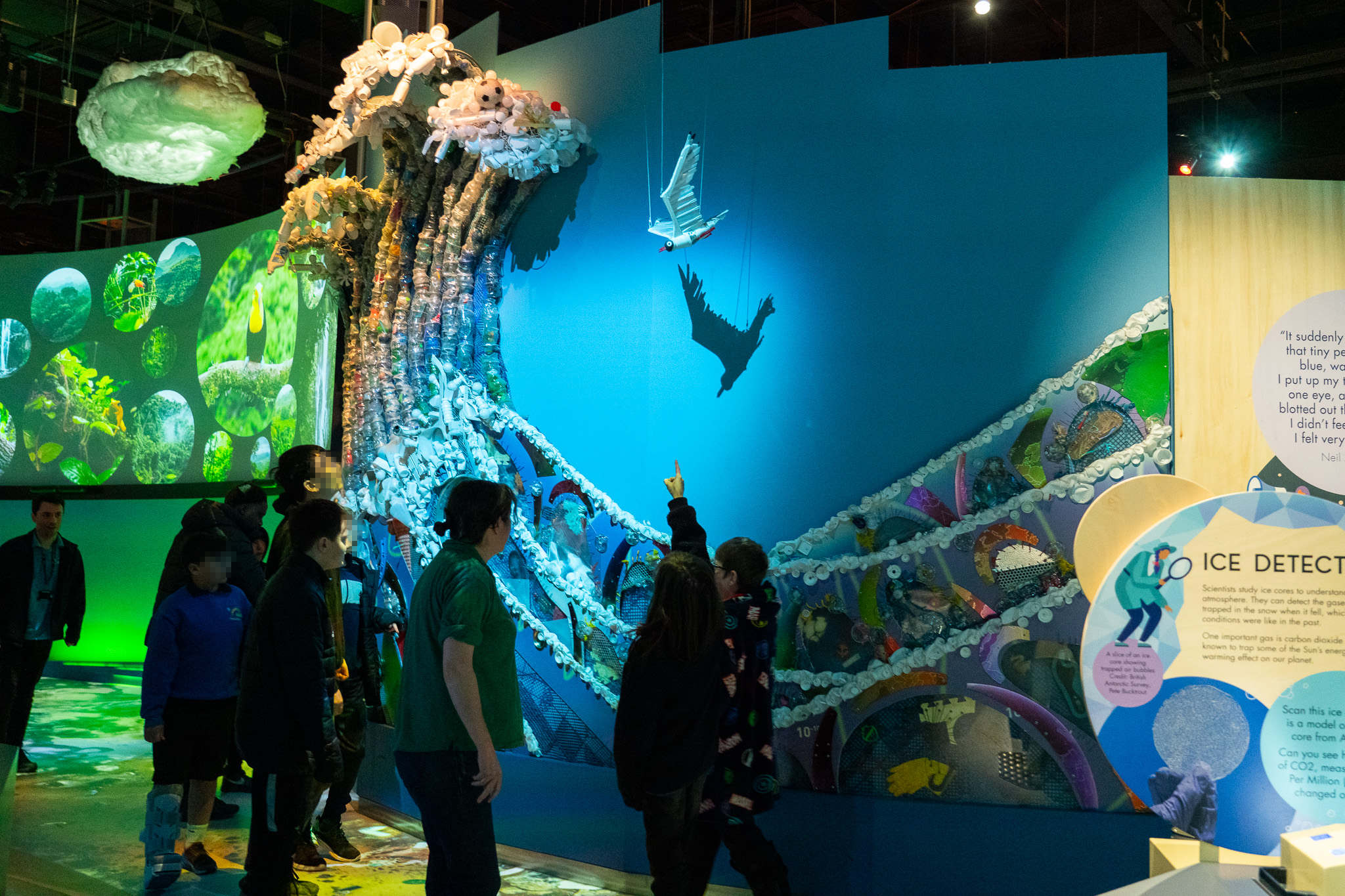 Children in the Alternative Provision group with artist Michelle Reader in the Home Planet gallery