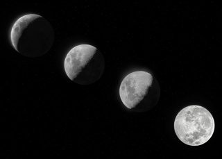 Phases of the moon. Equipment: Celestron AstroMaster LT 76AZ, iPhone.