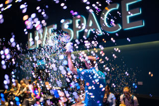 Bubbles and lights as part of sensory play in LIVE Space