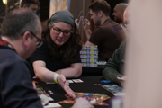 Member of the demo team explains a game at To Boldly Game