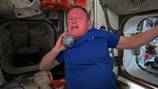 Astronaut Butch Wilmore throws a shot put on the ISS to celebrate the 2024 Olympics