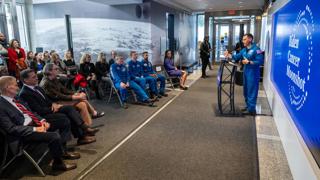 NASA astronaut Frank Rubio talking during a Cancer Moonshot event with NASA and the Department of Health and Human Services.