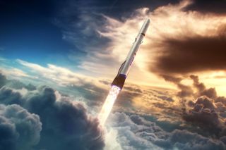 The 100 metre New Glenn rocket.