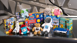 Selection of gifts from Santa on a table