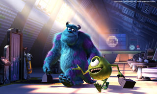 Mike and Sulley going to work in Monsters Inc.
