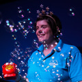 Bubbles and lights as part of sensory play at Small Space day