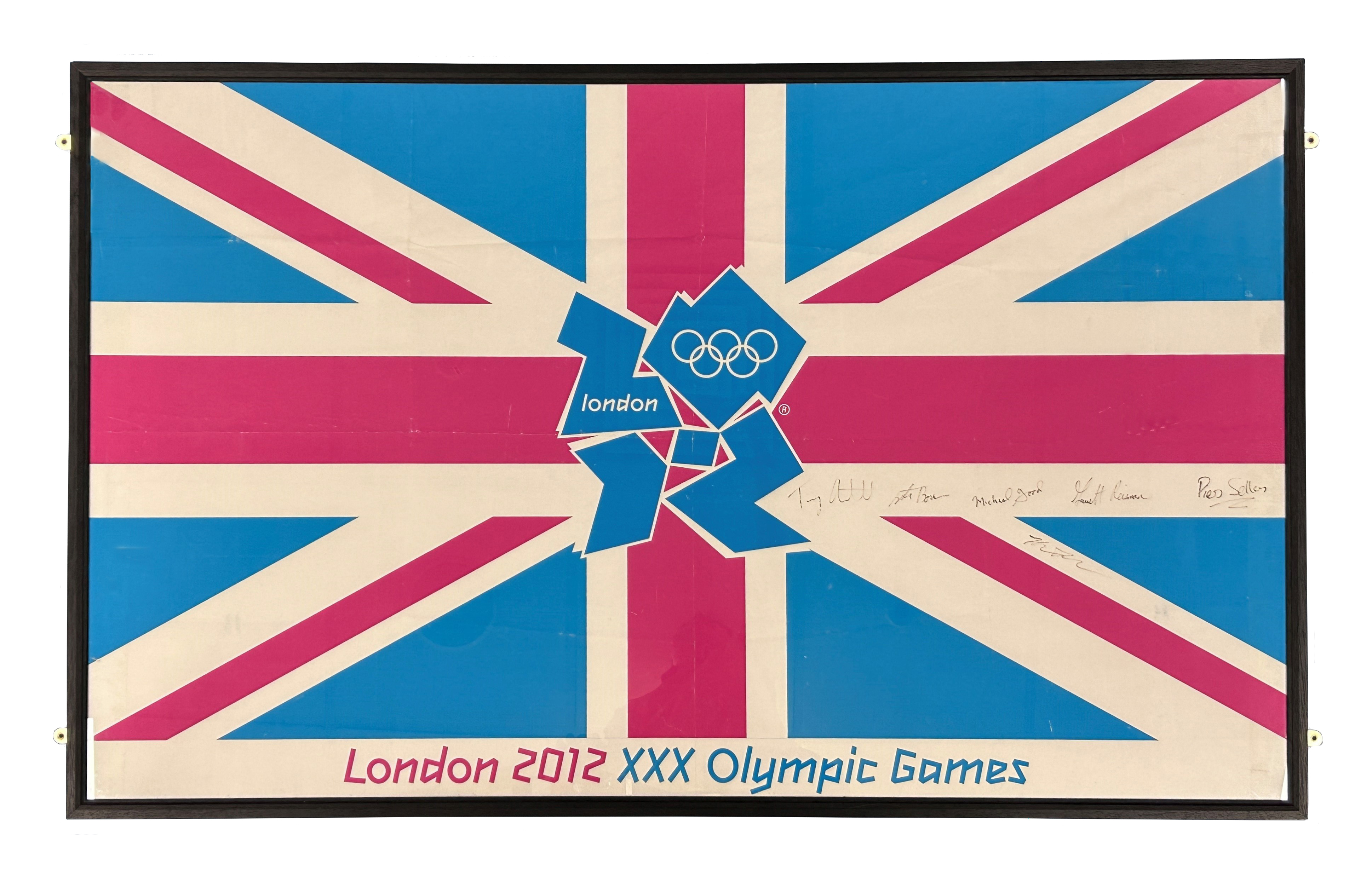 The 2012 Olympic flag signed by astronauts, including Piers Sellers, when on the STS-132 mission whilst in space on the ISS.