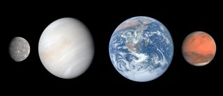 Venus size to scale compared to the other terrestrial planets in our Solar System.