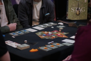 Group of adults play a game at To Boldly Game