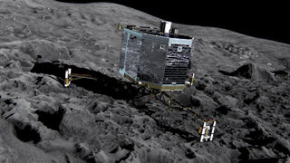 An artist’s impression of the Philae lander on the surface of comet 67P/Churyumov-Gerasimenko.
