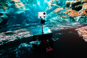 Rover robot visits an underwater world in the immersive room