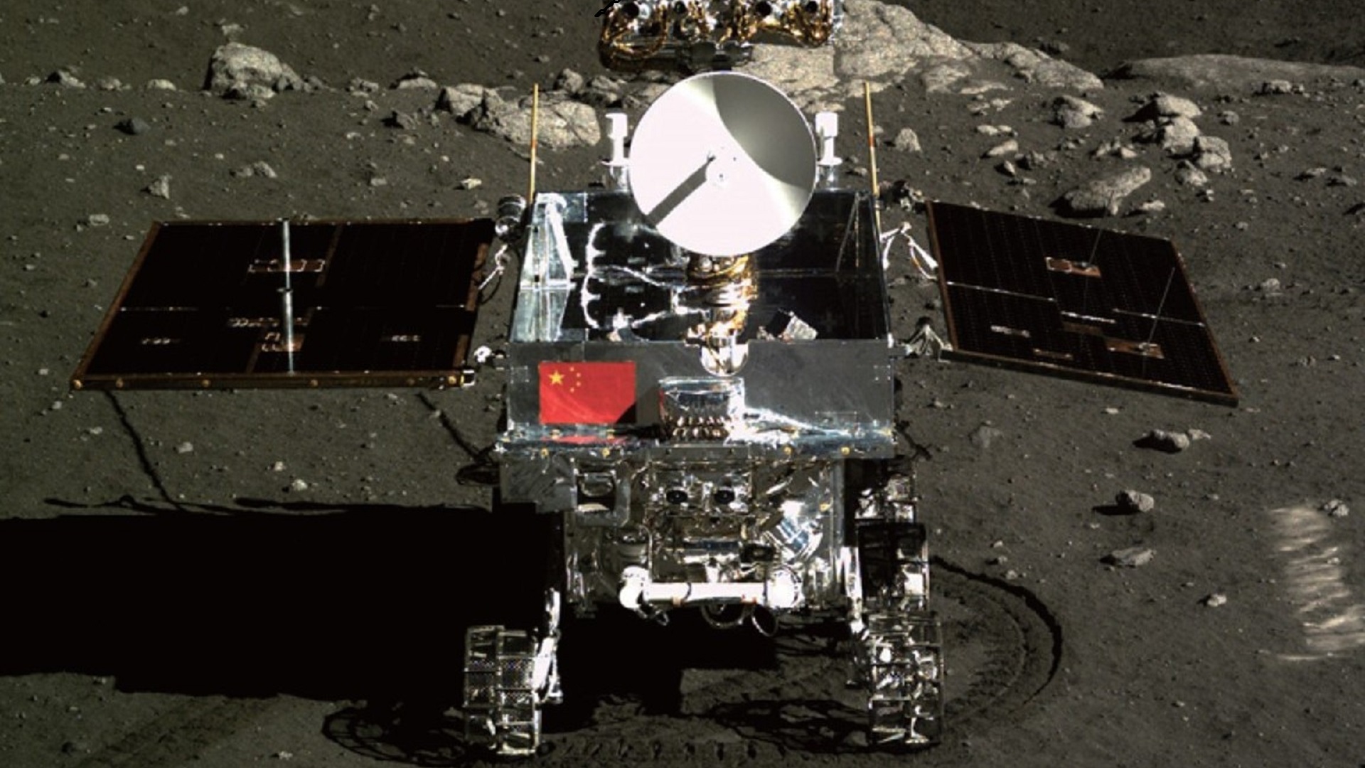 The Yutu rover on the lunar surface.