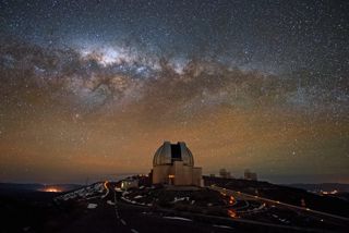 La Silla, ESO's first observatory site, at sunset.