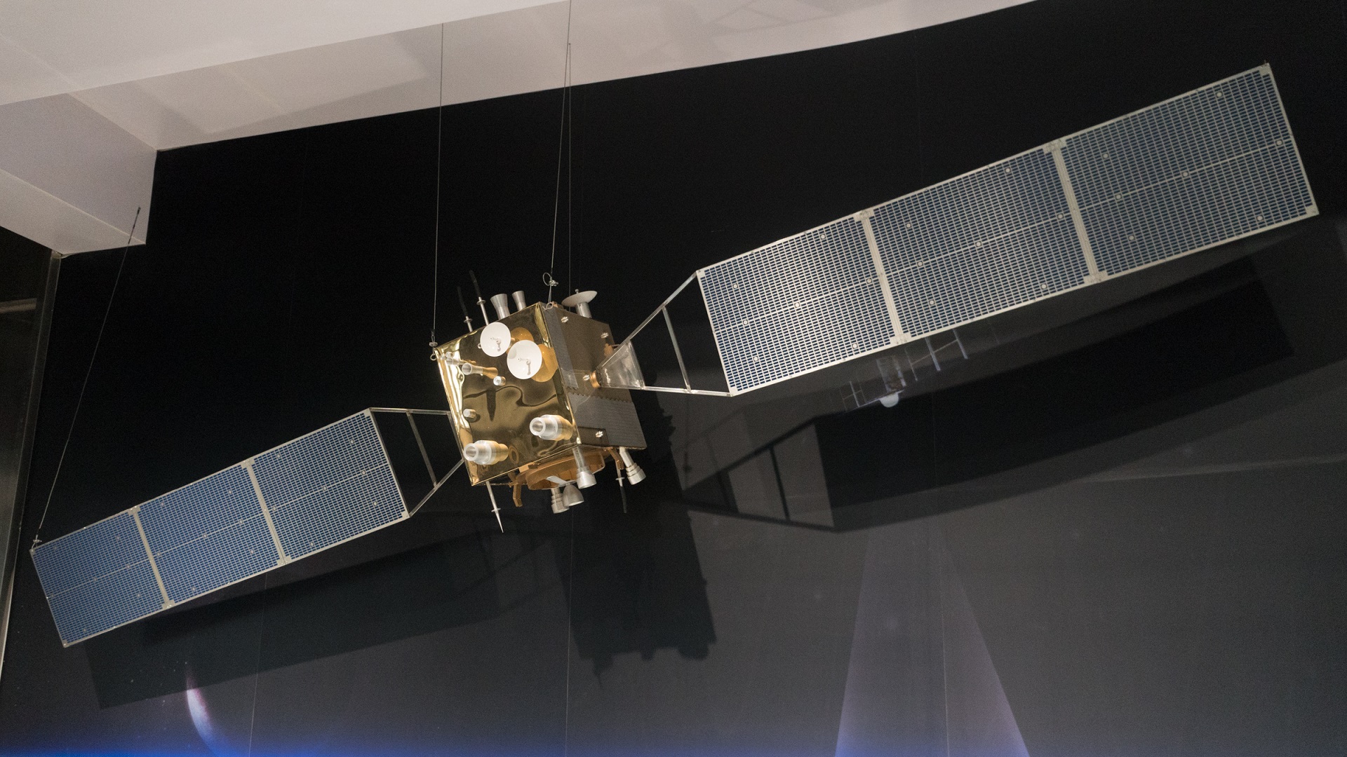 A mockup of the Chang'e 1 spacecraft on display at The Beijing Air and Space Museum.